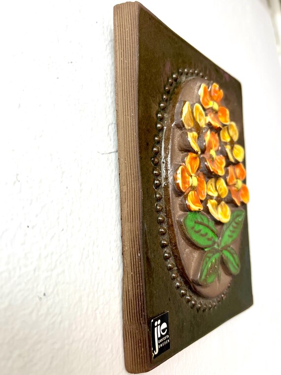 JIE Gantofta Sweden, MINT 16 X 12 Cm Ceramic Plaque With Beautiful