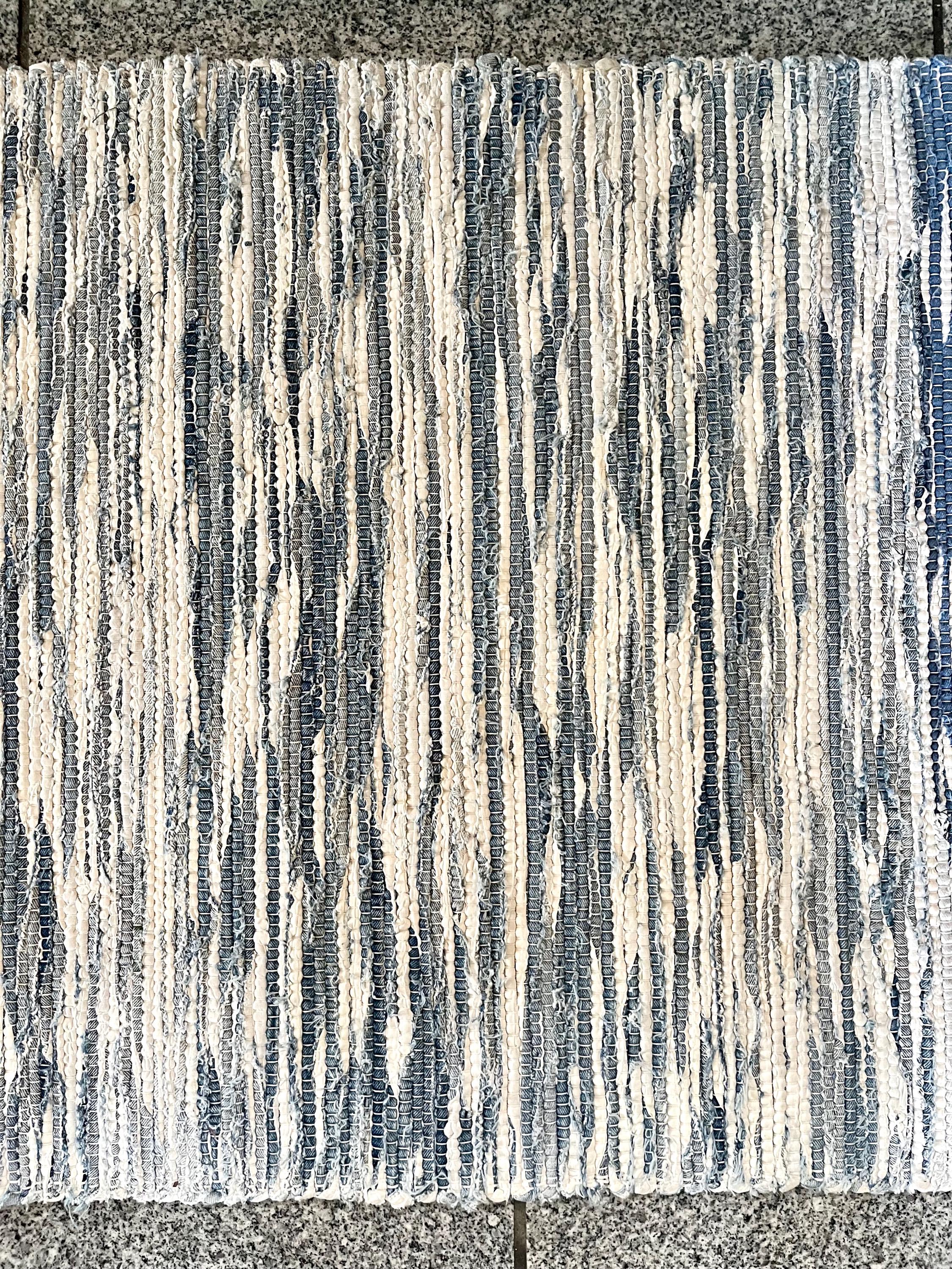 スウェーデン製ラグ、ロングヴィンテージハンドメイドラグ、1970年代