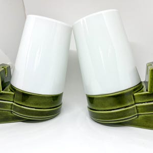 IFÖ sconce set dark Green color, very rare color wall lamp number 6070 large / chubby version, Sigvard Bernadotte Swedish vintage design