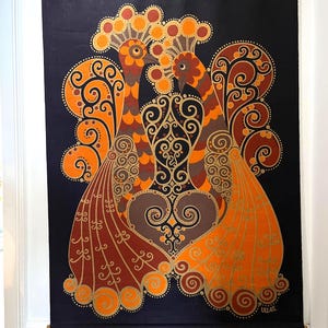 Tapiz vintage de Ulla Scheuer, increíble tapiz XXL de arpillera/yute en perfecto estado, diseño sueco vintage.