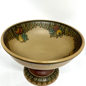 L Hjorth large Fruit stand, ceramic art Nouveau Cake stand with beautifully hand decorated Fruit pattern, vintage Danish design