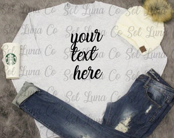 Download Free Sweatshirt Flat Lay, Grey Sweatshirt Display, Next Level Flat Lay, Styled Flat Lay, Styled Mockup, Bella Canvas Flat Lay, Display Mockup PSD Template