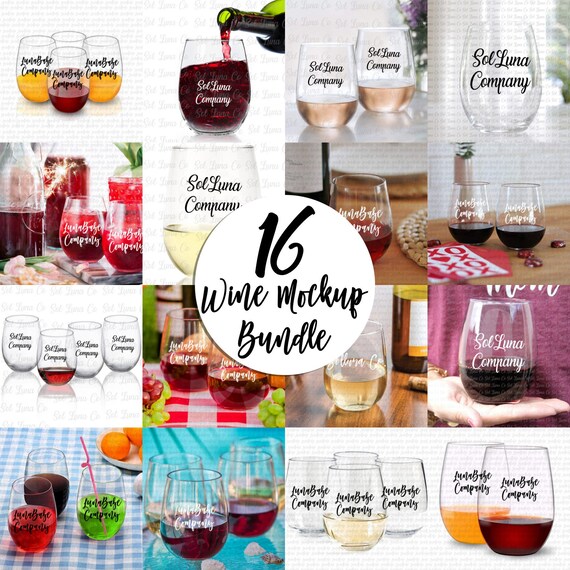 Download 16 Wine Glass Mockup Bundle Stemless Wine Glass MockUps | Etsy