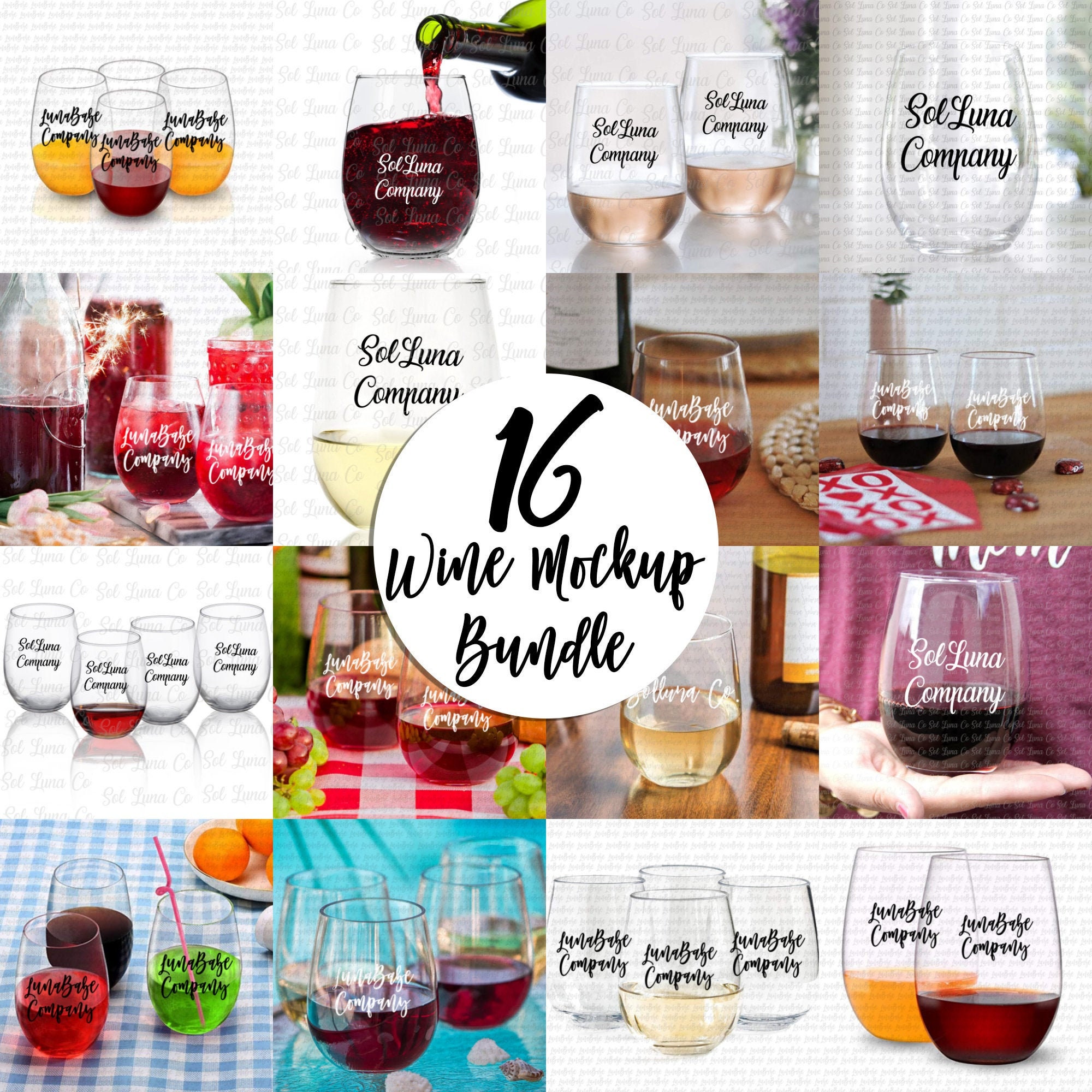 Download 16 Wine Glass Mockup Bundle Stemless Wine Glass MockUps | Etsy