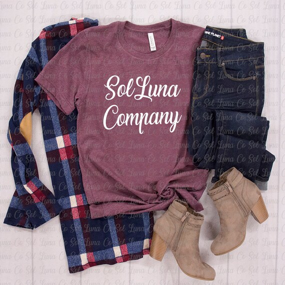 Bella Canvas 3001 Flat Laybella Canvas Mockupheather Maroon Etsy