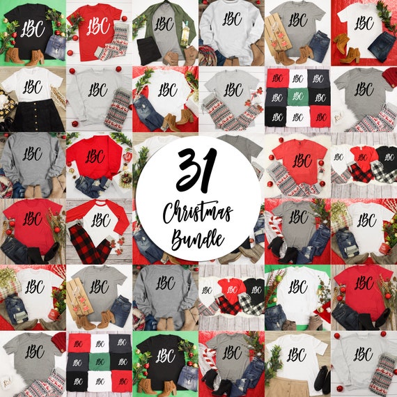 Christmas Bundle Flat Lay| Tee Product Display | Product Christmas Display | Christmas Mockup | Bella Canvas Bundle |Holiday Flat Lay Bundle