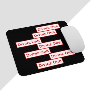 May include: Black mouse pad with the text "DIVINE ORB" repeated six times in red.