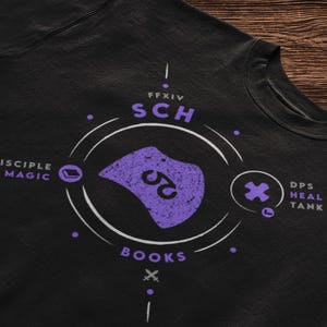 T Shirt for FFXIV Player Job Stone Gift for FF14 SCH Soul Crystal Final Fantasy 14 Scholar Gift for mmorpg Healer Hoodie