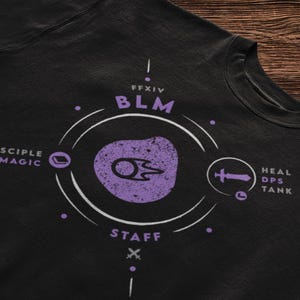 T Shirt for FFXIV Player Job Stone Gift for FF14 BLM Soul Crystal Final Fantasy 14 Black Mage Gift for mmorpg Player Hoodie