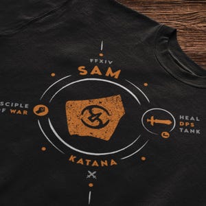 T-shirt voor FFXIV-speler Job Stone cadeau voor FF14 SAM Soul Crystal Final Fantasy 14 Samurai cadeau voor mmorpg DPS-speler hoodie