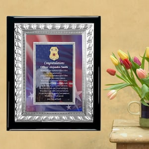 Silver Law Enforcement Service Award Retirement Plaque Best Present Policeman Sheriff Employee FBI Homeland Security CIA Deputy Cops Officer