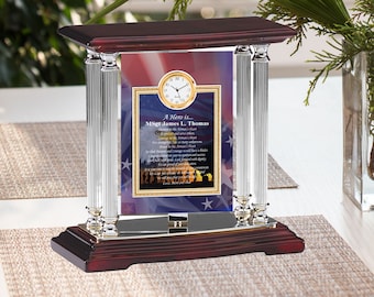 Custom Military Gift Soldier Sailor Retirement Gift Mini Clock Silver Metal Engrave USAF Army Navy Marines National Guard Veteran