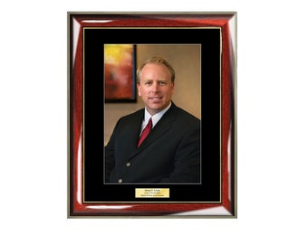 Engrave Portrait Photo Frame 8x10 Wood Engraving Matted Luxury Premium Executive Employee Service Award Month Year Graduation Plaque Gift