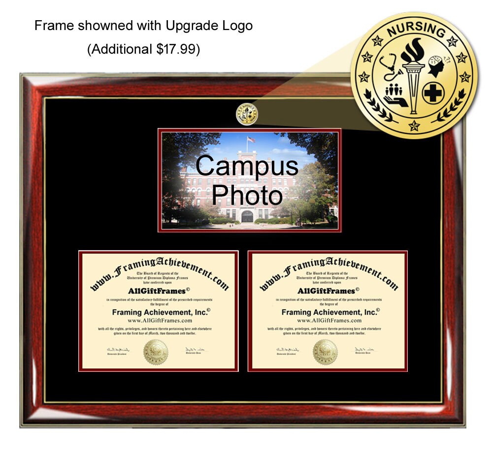 University of Notre Dame Double Diploma Frame Campus ND Photo Dual
