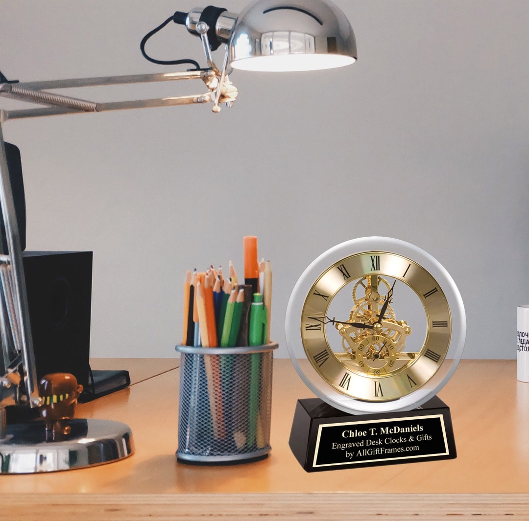 Desktop Engraved Desk Clock Engineer Gear Table Clocks Engineering Graduation Gift Retirement