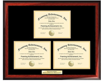 Three Diploma State Board License Framing Certificate Frame Document Degree Certification College Graduation Frames Triple Engraved Double