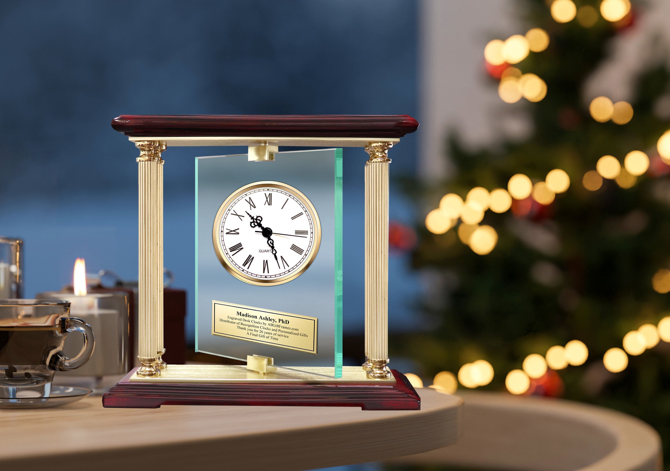 Personalized Award Clock Mantel Anniversary Employee Service Promotion Gift Table Boss Coworker Custom Present Etch Corporate Business Gifts