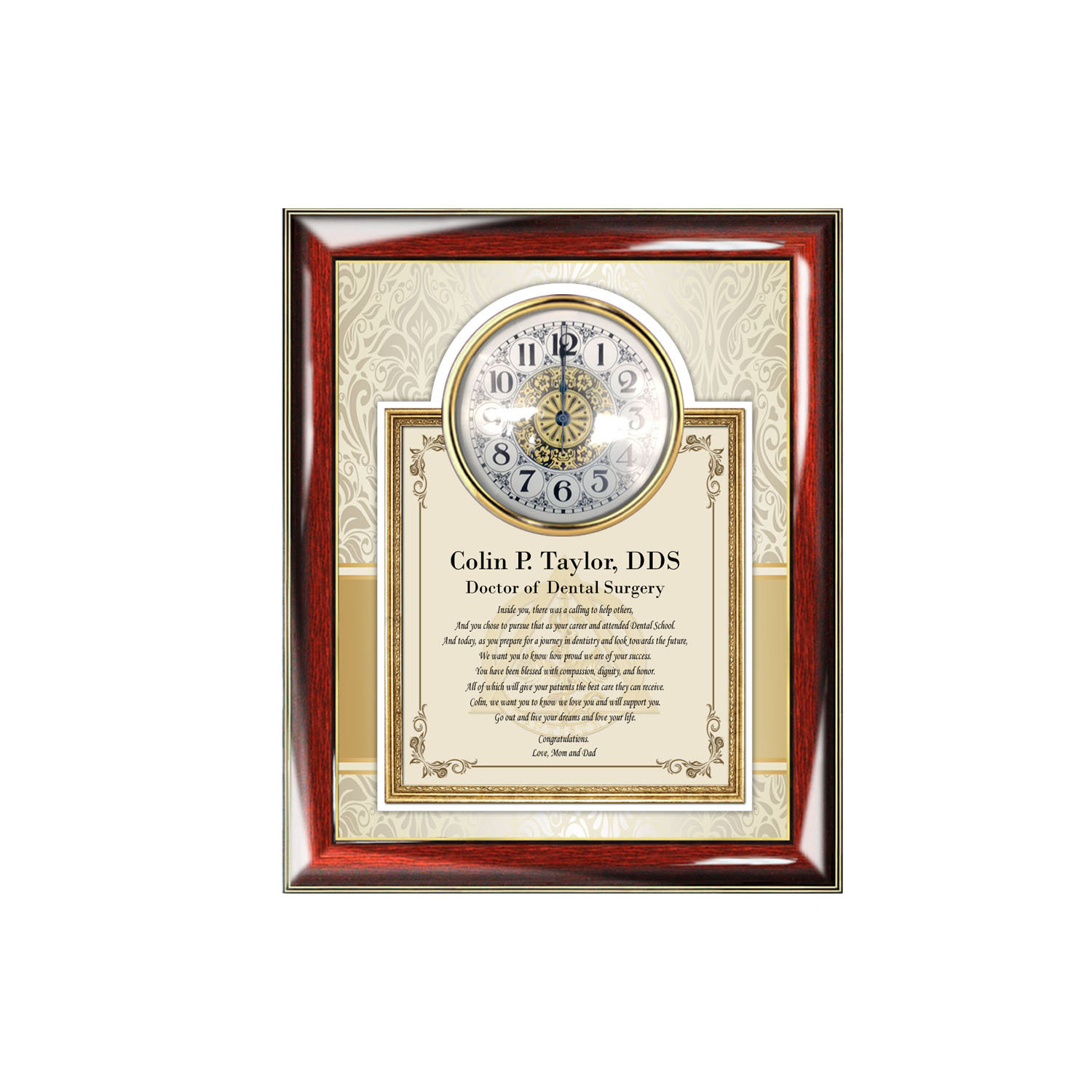 Dental School Graduation Gift Poetry Wall Clock Frame College Of Dentistry Doctor Surgery Graduate Dds Dentist Dmd Medicine