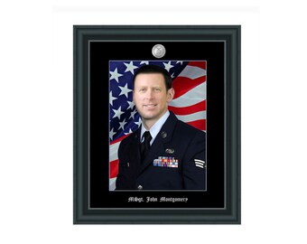 Matte Black 8x10 Picture Frame Portrait Photo Plaque Personalized Embossed Graduate Military Retirement Service Award Army Marine Corps
