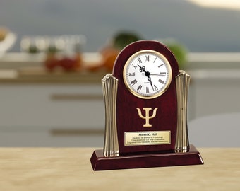 Personalized Psychologist Award 3D Psychology Logo PSY.D Graduation Gift Engraved Clock Cherry Wood Psychiatrist Retirement Plaque Student