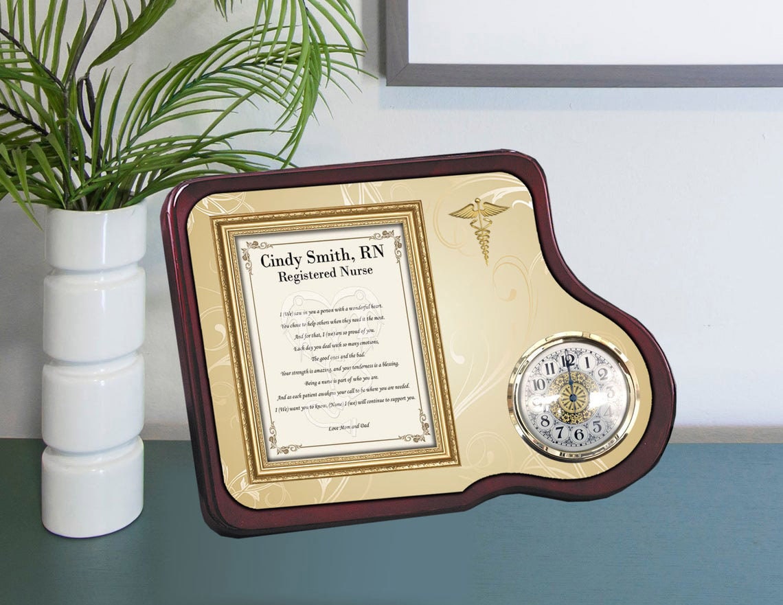 Nurse Gift Clock Nursing School Graduation Mahogany Poetry Registered Bachelor Of Science Associate Dnp Msn Best Her