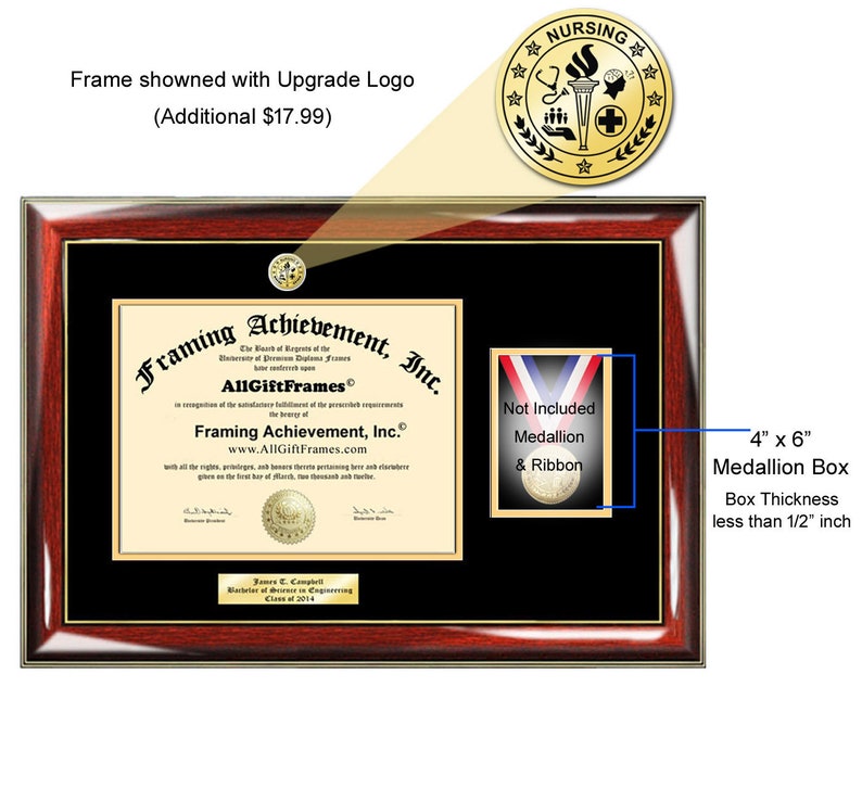 University Diploma Frame with Medallion Box Medal Ribbon Etsy