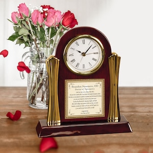 Optometry School Graduation Gift Ideas Him Her Student Graduate Cherry Desk Clock Congratulation Optometrist Optician Eye Doctor Present