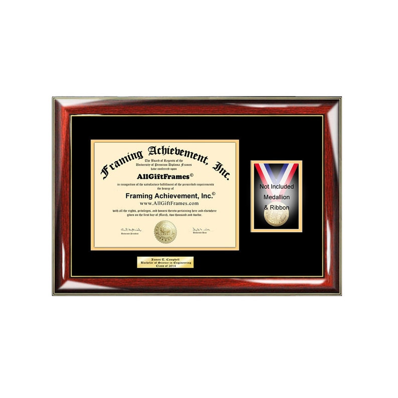 University Diploma Frame With Medallion Box Medal Ribbon Etsy