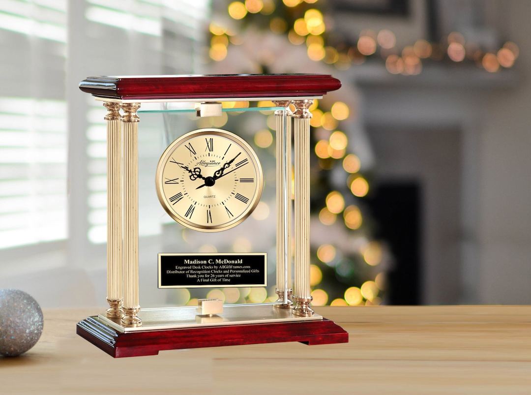 Personalized Engraved Desk Clock Achievement Employee Retirement Gift