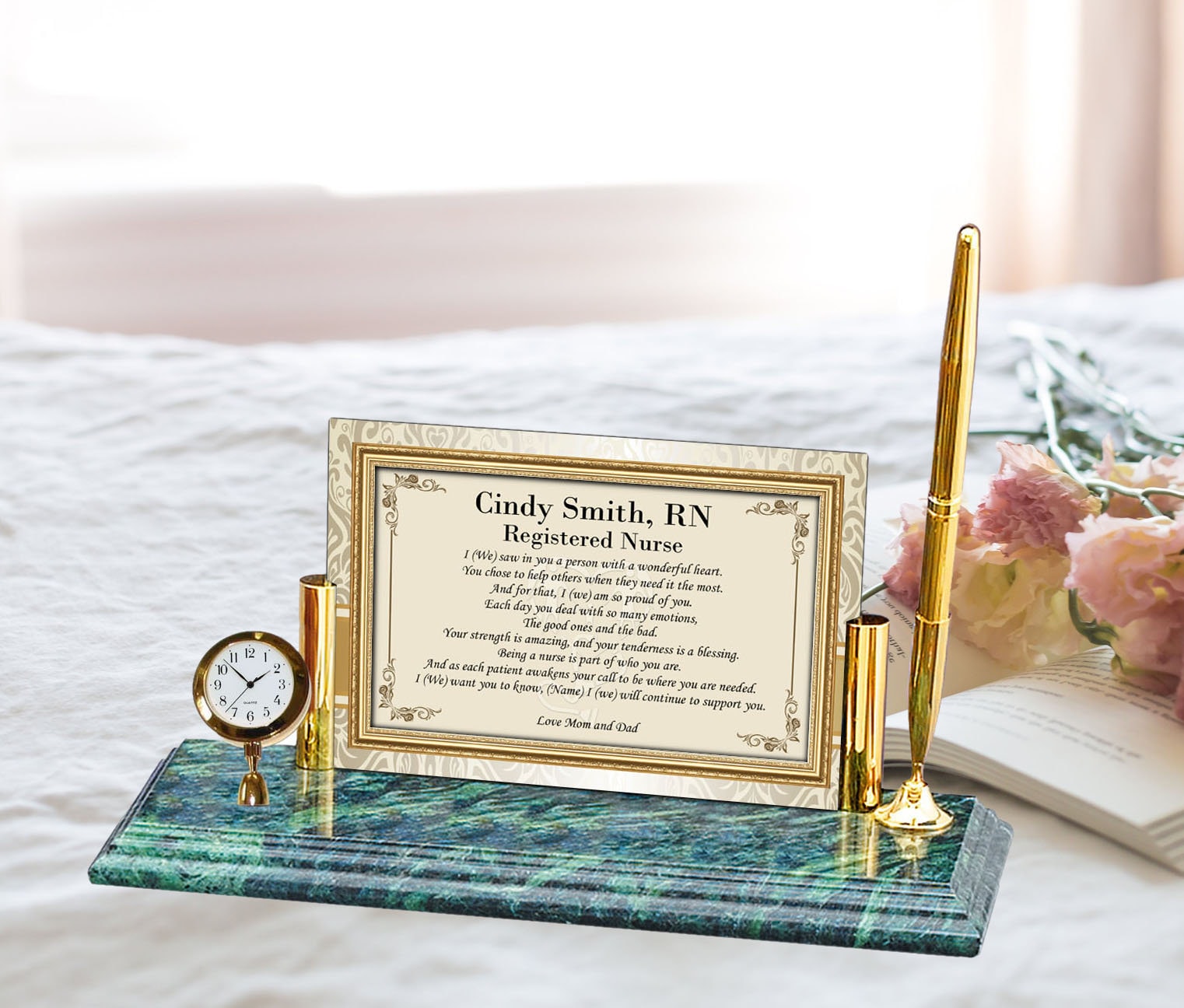 Personalized Poetry Nurse Practitioner Clock Marble Pen Nursing Graduation Gifts Of Poem School Present Bsn Registered Rn
