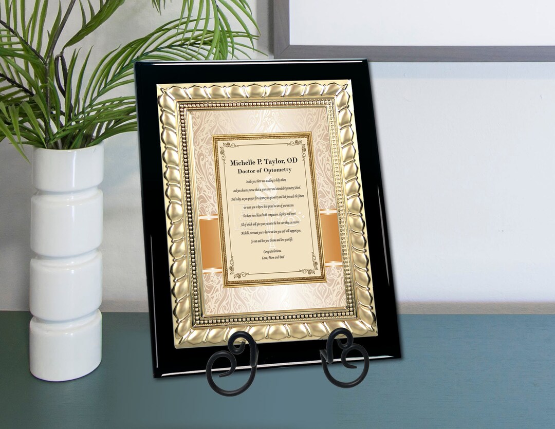 Desk Plaque Graduation Gift Idea for Him Her Optometry School ...
