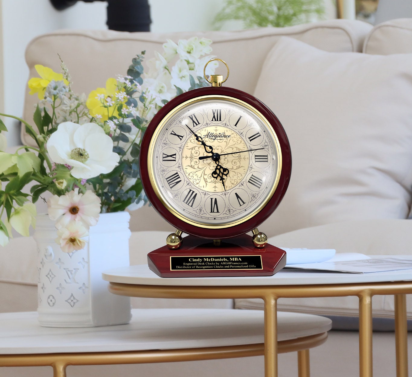 Engraved Clock Personalized Gift Engravable Unique Desk Table