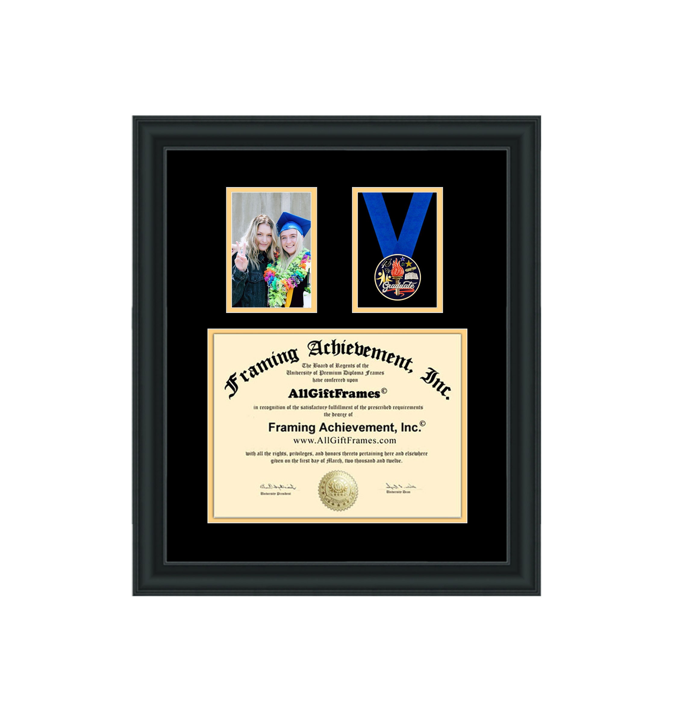 College Award Medal Case Holder Diploma Frame School Degree 2 4x6