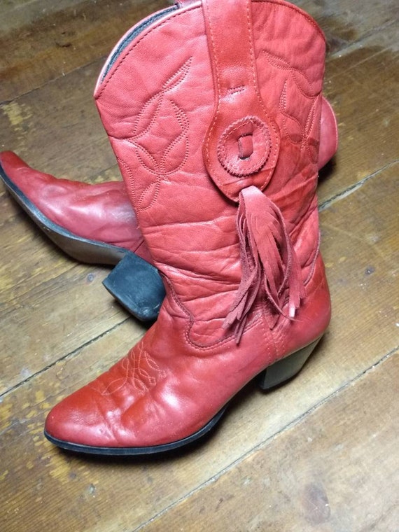 Red Tassel Cowboy Boots