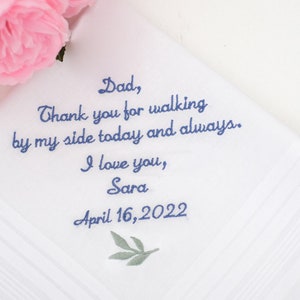 Thank you for walking by my side wedding gift from daughter for Father of the bride, Wedding handkerchief, Personalized gift hankerchief dad