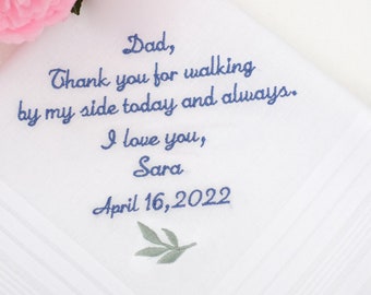 Personalized Embroidered Handkerchief, Wedding Gift for Dad