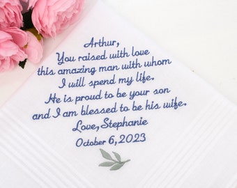 Personalized Embroidered Handkerchief, Father of the Groom Wedding Gift