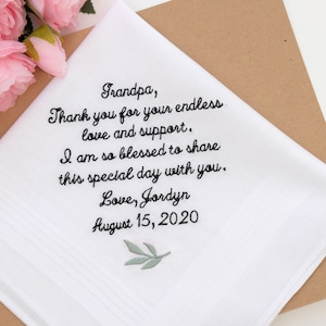 Grandpa Gift, Grandfather gift, Granddaddy gift, Wedding gift, Papa gift, wedding handkerchief Grandpa handkerchief Grandfather handkerchief