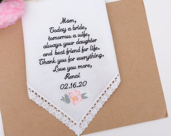 Embroidered Mother of the Bride Handkerchief from daughter