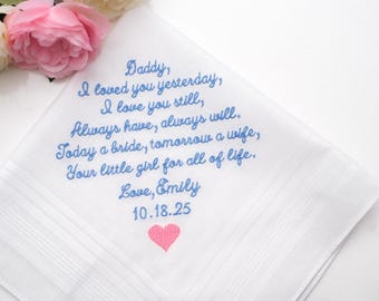 Personalized Embroidered Handkerchief, Father of the Bride Gift