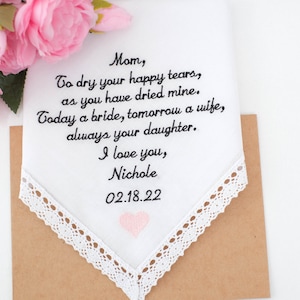 Embroidered Handkerchief – Wedding Gift from Daughter to Mom