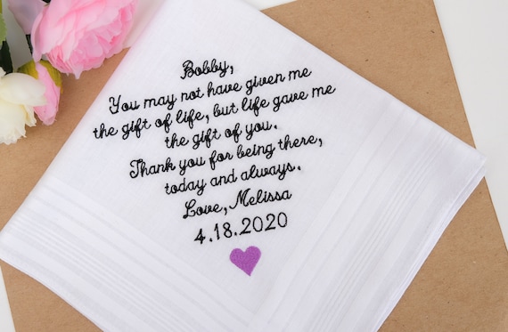 Stepfather of the bride handkerchief, Stepdad gift, wedding handkerchief, wedding gift for Stepfather gift Stepdad hankerchief hankie Hanky