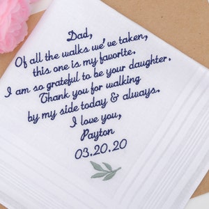 Wedding Gift for Parents Wedding Handkerchief For Father and Dad Gifts  Thank you Gift  Personalized Gift Father of the Bride Wedding Gift