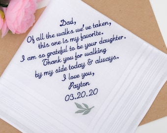 Wedding Gift for Parents Wedding Handkerchief For Father and Dad Gifts  Thank you Gift  Personalized Gift Father of the Bride Wedding Gift