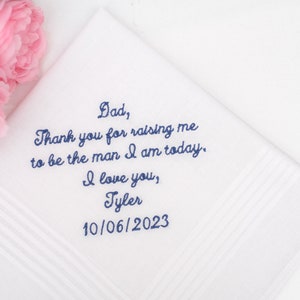 Father of the Groom gift from groom. Personalized Handkerchief. Embroidered handkerchief. Wedding gift. Father-in-Law  gift hankie.