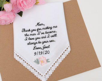 Wedding Gift from Son to Mother of the Groom Gift from Groom, Mom Gift, Mother of the Groom Handkerchief Wedding handkerchief Hanky Gift Mom