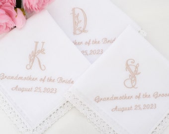 Grandmother Gift for wedding Nana of the Bride Gift-Embroidered Handkerchief-Personalized Grandma gift hankie-Monogrammed hankerchief Granny