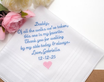 Personalized Embroidered Handkerchief – Father of the Bride Wedding Gift