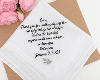 Father of the Bride gift, Wedding Gift, Father Gift, Dad Gift, Wedding handkerchief, Embroidered Handkerchief Personalized handkerchief Gift