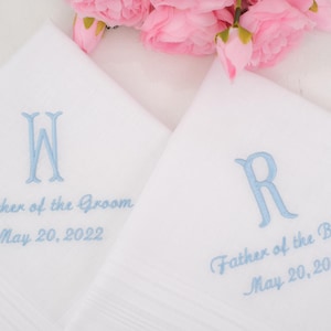Father of the groom and bride wedding gifts Handkerchief for Dads, Personalized Monogrammed Gift, Wedding Handkerchief Embroidered Hanky